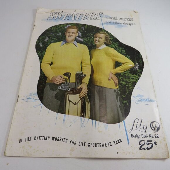 Lily Knitting Magazine 1949 called Sweaters #22 (23pgs 12x9") black/white photos - Picture 12 of 13